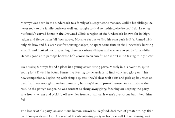 create a character backstory
